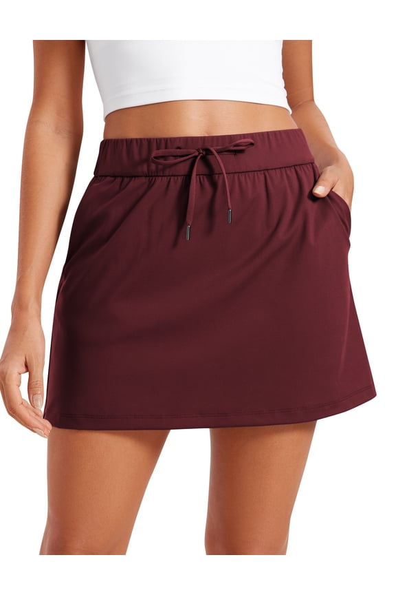 4-way Stretch A Line Skirts for Women High Waitsted Tennis Work Drawstring Skort with Pockets