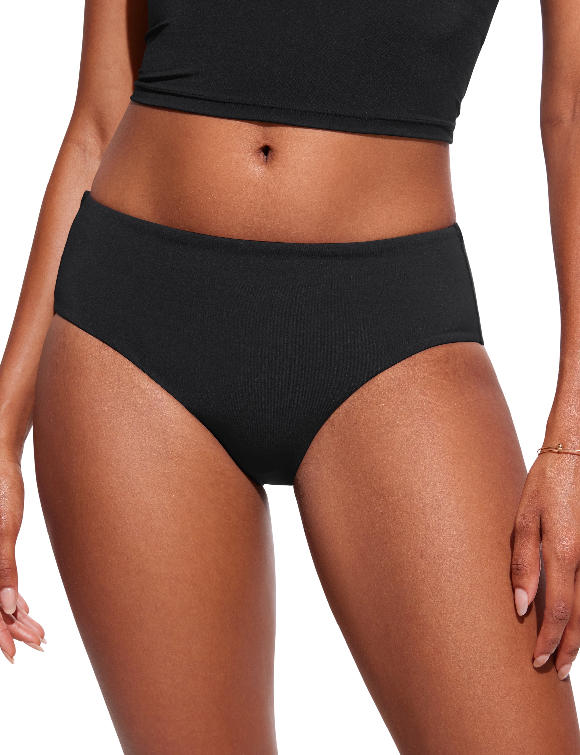 CRZ YOGA Bikini Bottoms for Women Mid Rise Full Coverage Swimsuit Basic ...