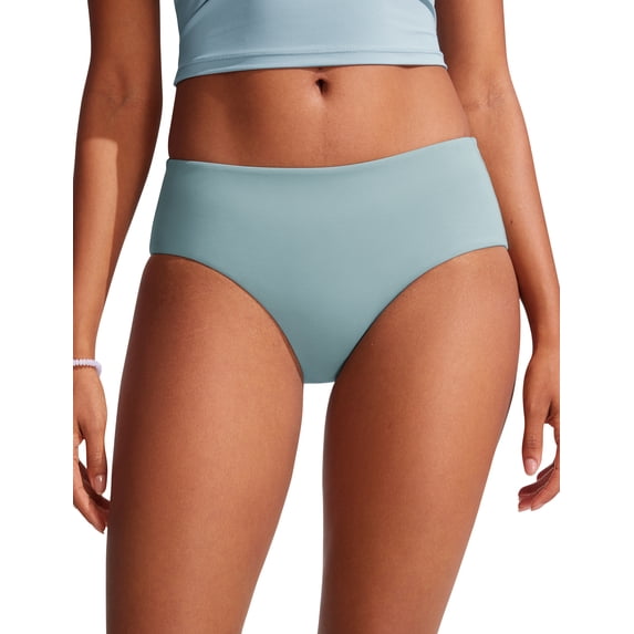 CRZ YOGA Mid Waisted Bikini Bottoms for Women Full Coverage Bathing Suit Swimsuit Basic Swim Briefs