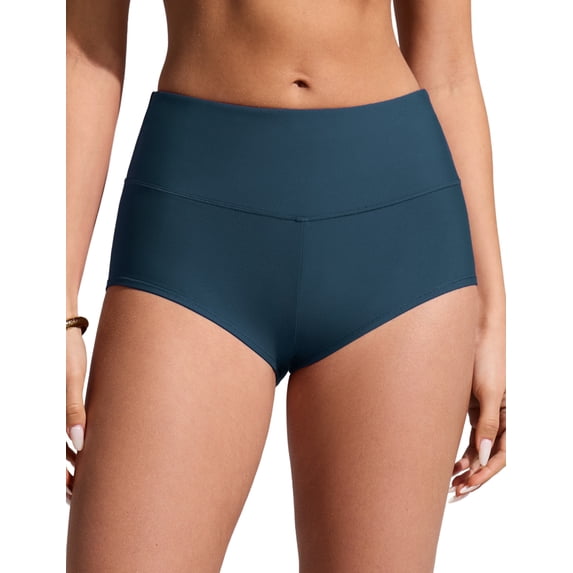CRZ YOGA Boyshort Bikini Bottoms for Women Bathing Suit Board Shorts Quick Dry Beach Trunks with Liner
