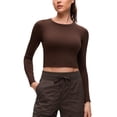 thumbnail image 1 of CRZ YOGA Brushed Workout Long Sleeve Shirts for Women Warm Athletic Running Yoga Tops Breathable Crop Tees, 1 of 6