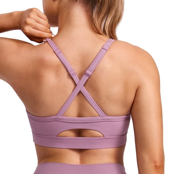 CRZ YOGA Butterlift Cross Back Sports Bras for Women Adjustable Thin Straps Pilates Padded Gym