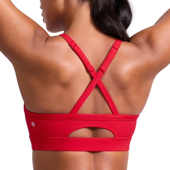 CRZ YOGA Butterlift Cross Back Sports Bras for Women Adjustable Thin Straps Pilates Padded Gym