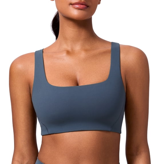 CRZ YOGA Butterlift Square Neck Sports Bras for Women Wireless Racerback Workout Yoga Top Non Padded