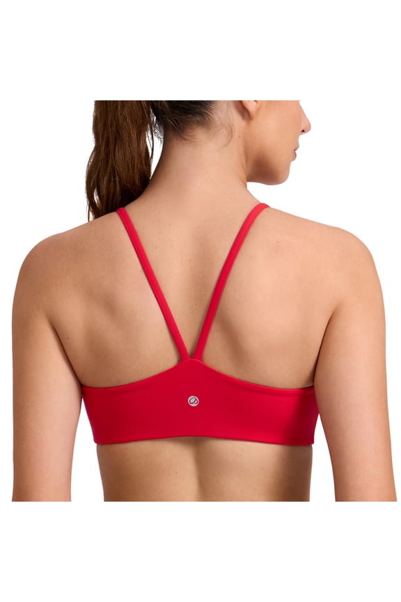 Butterlift Double Lined V Back Sports Bras for Women Spaghetti Strap Wireless Yoga Top Non Padded