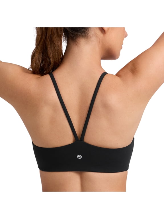 YOGA Butterlift Double Lined V Back Sports Bras for Women Spaghetti Strap Wireless Yoga Top Non Padded