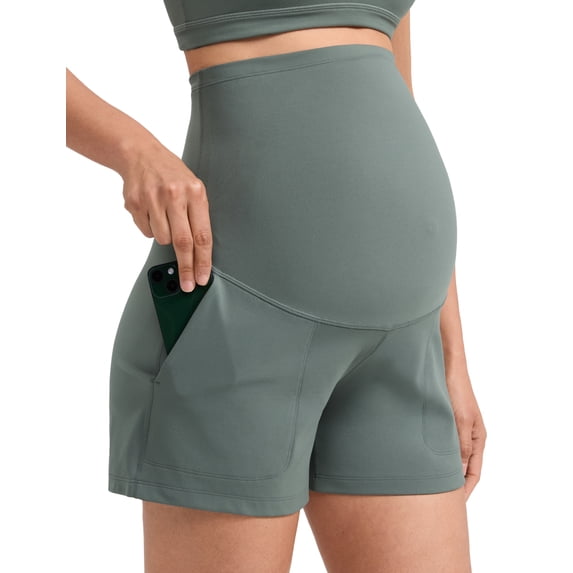 CRZ YOGA Butterlift Maternity Linerless Shorts 4" Pockets Comfy Yoga Casual Workout Womens Pregnancy