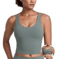 thumbnail image 1 of CRZ YOGA Butterlift Racerback Crop Tank Tops for Women U Neck Yoga Padded Longline Sports Bras Workout, 1 of 6