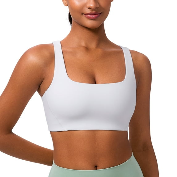 CRZ YOGA Butterlift Square Neck Sports Bras for Women Wireless Racerback Workout Yoga Top Non Padded