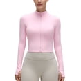 thumbnail image 1 of CRZ YOGA Butterluxe Cropped Athletic Jackets for Women Full Zip Up Track Tops, 1 of 5
