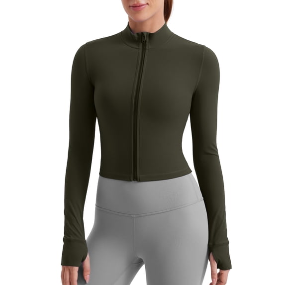 CRZ YOGA Butterluxe Cropped Athletic Jackets for Women Full Zip Up Track Tops