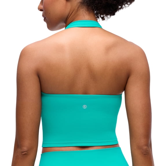 CRZ YOGA Butterluxe Halter Padded Longline Sports Bras For Women Open Back Crop Tops Workout Gym