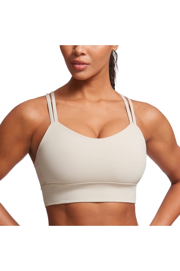Butterluxe Strappy Longline Sports Bras for Women Double Spaghetti Strap Workout Yoga Crop Top
