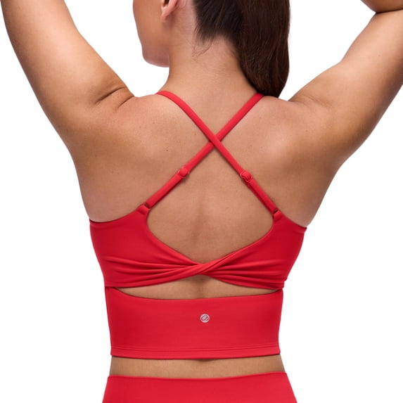 CRZ YOGA Butterluxe Padded Yoga Longline Sports Bras for Women Twist Cross Back Crop Tops