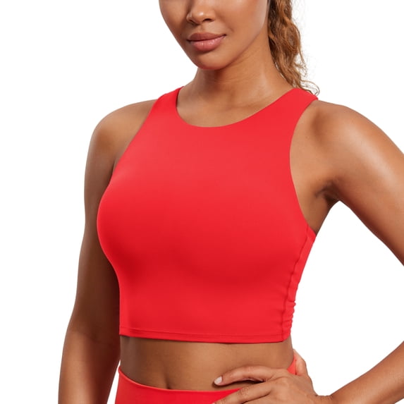 CRZ YOGA Butterluxe Racerback Longline Sports Bras for Women Padded Crop Workout Tank Top