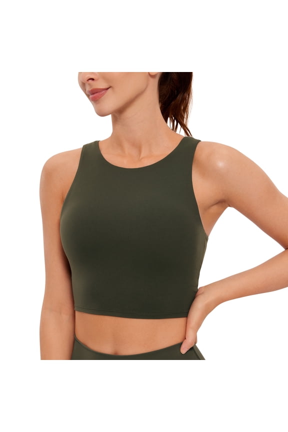 Butterluxe Racerback Longline Sports Bras for Women Padded Crop Workout Tank Top