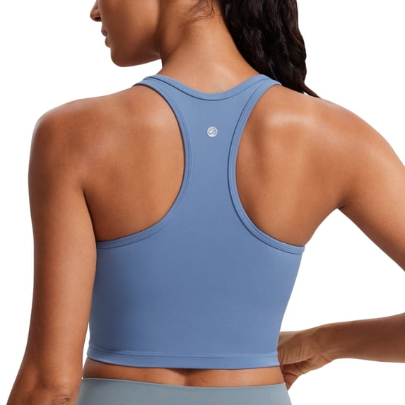 CRZ YOGA Butterluxe Racerback Sports Bras for Women Padded Y-Back Longline Workout Yoga Tops