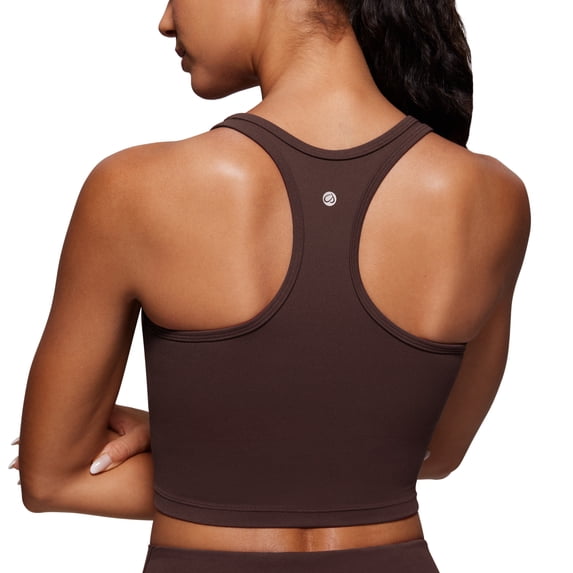 CRZ YOGA Butterluxe Racerback Sports Bras for Women Padded Y-Back Longline Workout Yoga Tops