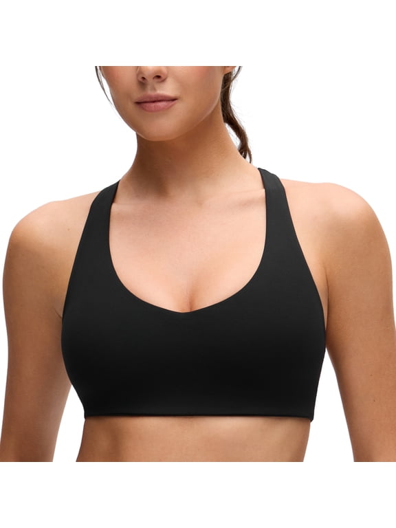 Butterluxe Racerback Sports Bras for Women V Neck Padded Wireless Athletic Yoga Crop Top