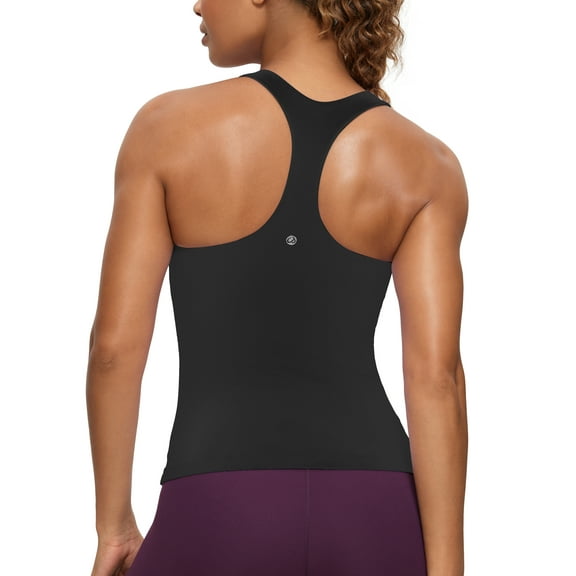 CRZ YOGA Butterluxe Workout Racerback Tank Tops for Women Padded Athletic Yoga Shirts with Built in Bra