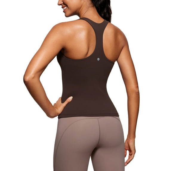 CRZ YOGA Butterluxe Workout Racerback Tank Tops for Women Padded Athletic Yoga Shirts with Built in Bra