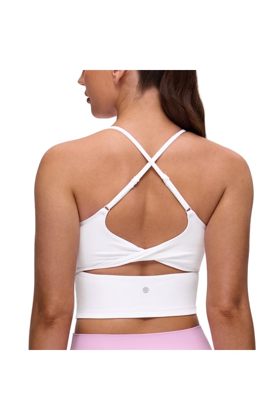 Butterluxe Twist Cross Back Crop Tank Tops for Women Padded Adjustable Straps Yoga Longline Sports Bras