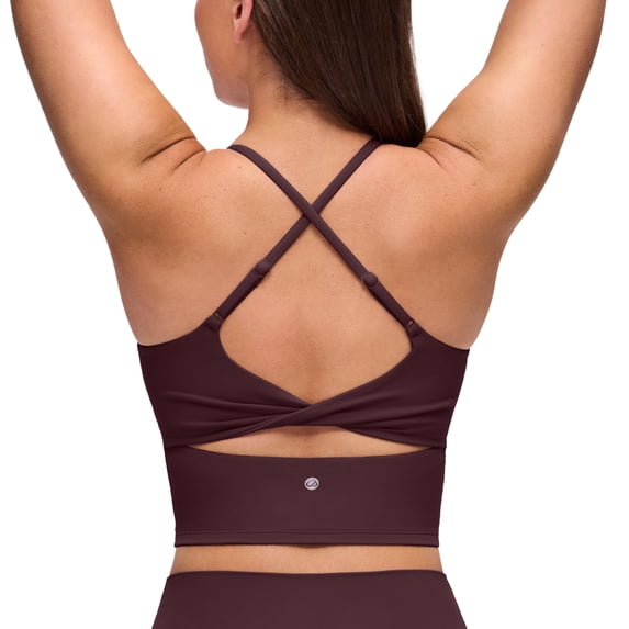 CRZ YOGA Butterluxe Padded Yoga Longline Sports Bras for Women Twist Cross Back Crop Tops