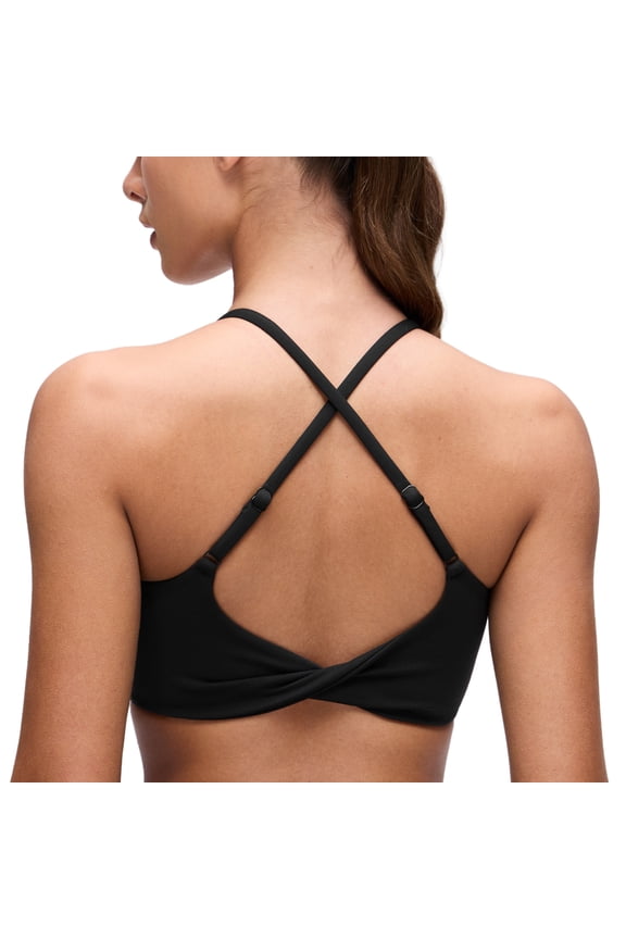 Butterluxe Twist Cross Back Sports Bras for Women Padded Adjustable Spaghetti Straps Yoga Top