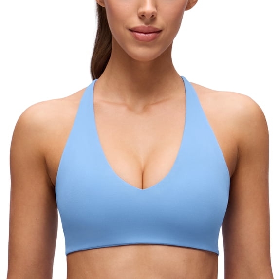 CRZ YOGA Butterluxe V Neck Twist Back Sports Bra For Women