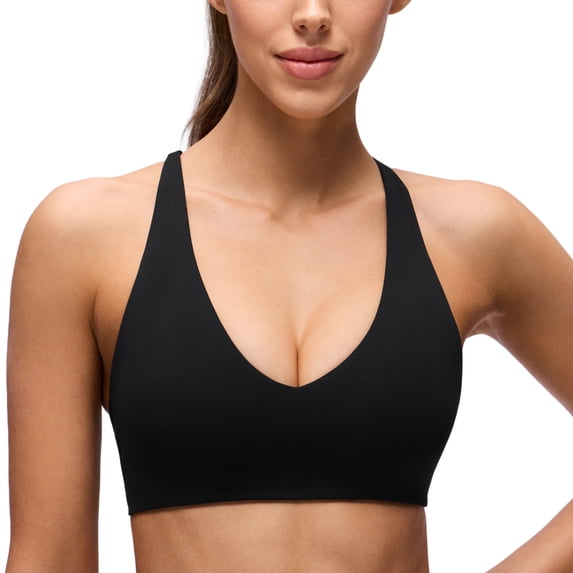 CRZ YOGA Butterluxe V Neck Twist Back Sports Bra For Women