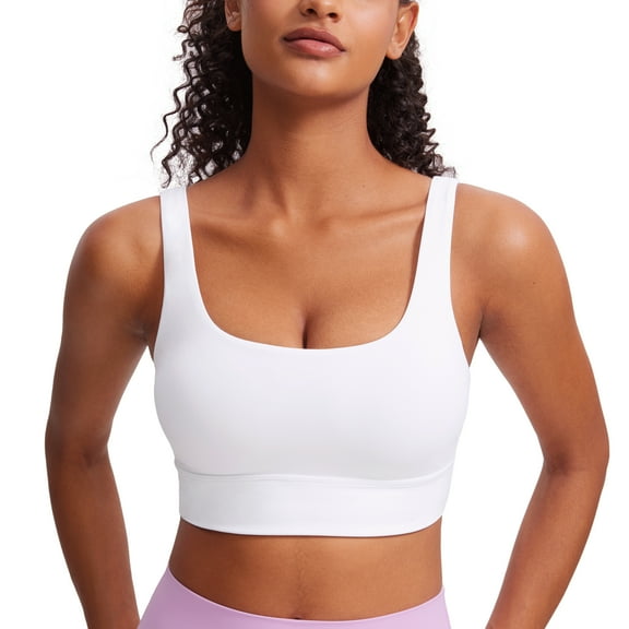 CRZ YOGA Butterluxe U Back Longline Sports Bras for Women Padded Yoga Workout Crop Top