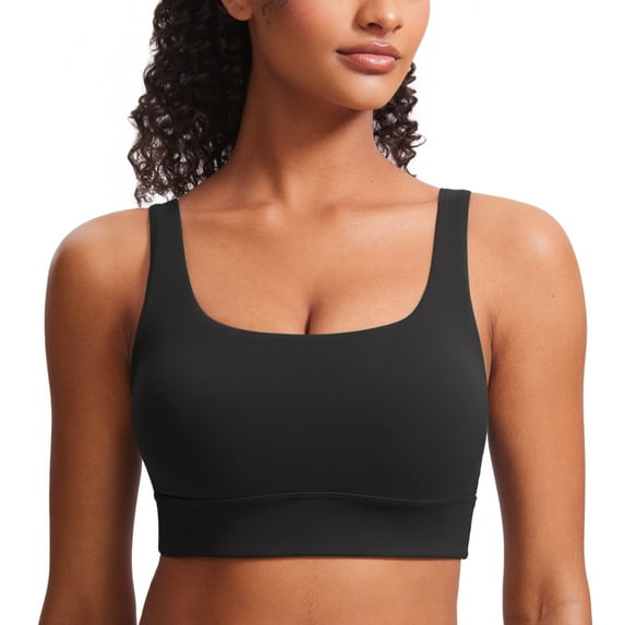 CRZ YOGA Butterluxe U Back Longline Sports Bras for Women Padded Yoga Workout Crop Top