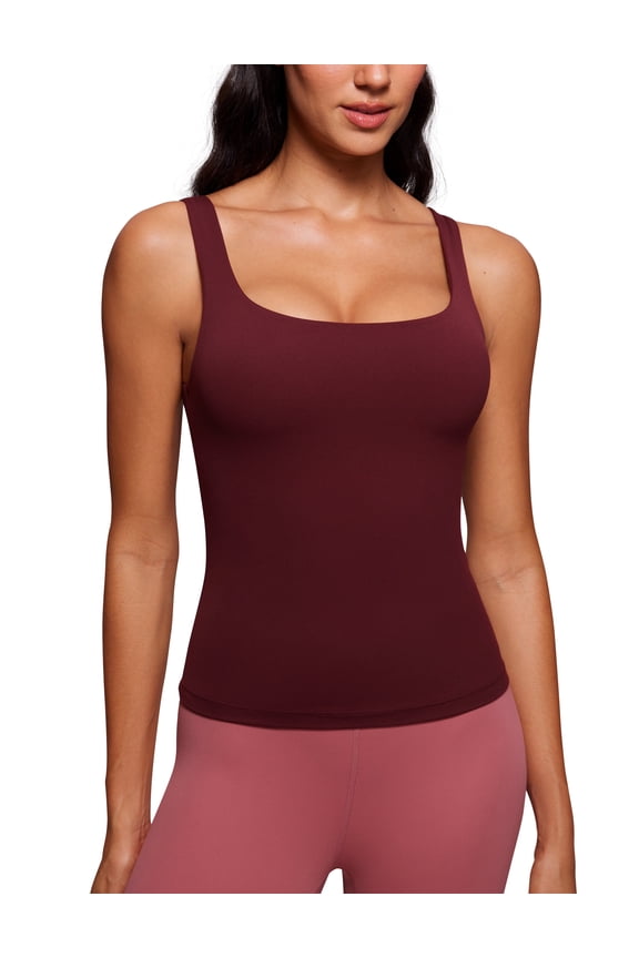 Butterluxe Women’s U Neck Tank Top with Built in Bra Soft Padded Crop Camisole