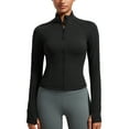 thumbnail image 1 of CRZ YOGA Butterluxe Womens Cropped Slim Fit Workout Jacket Track Athletic Full Zip Up Tops, 1 of 6