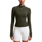 CRZ YOGA Butterluxe Womens Cropped Slim Fit Workout Jacket Track Athletic Full Zip Up Tops