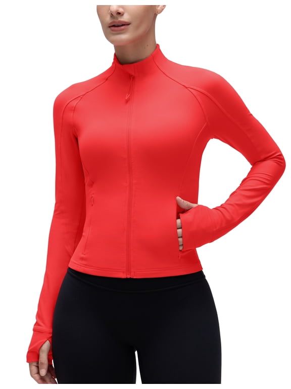 Butterluxe Womens Cropped Slim Fit Workout Jacket Track Athletic Full Zip Up Tops
