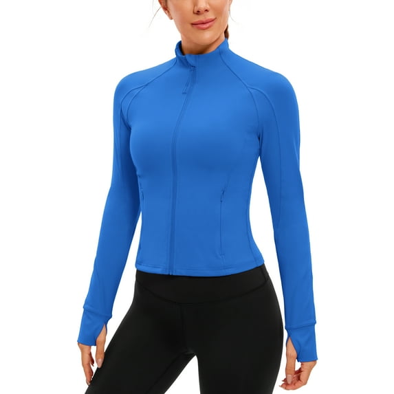CRZ YOGA Butterluxe Womens Cropped Slim Fit Workout Jacket Track Athletic Full Zip Up Tops