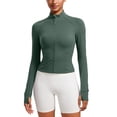 thumbnail image 1 of CRZ YOGA Butterluxe Womens Cropped Slim Fit Workout Jacket Track Athletic Full Zip Up Tops, 1 of 3
