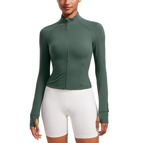 CRZ YOGA Butterluxe Womens Cropped Slim Fit Workout Jacket Track Athletic Full Zip Up Tops