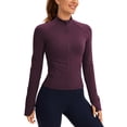 thumbnail image 1 of CRZ YOGA Butterluxe Womens Cropped Slim Fit Workout Jacket Track Athletic Full Zip Up Tops, 1 of 5