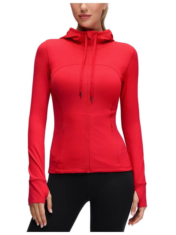 Butterluxe Womens Hooded Workout Jacket Athletic Running Zip Up with Back Mesh Vent
