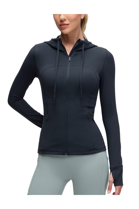 Butterluxe Womens Hooded Workout Jacket Athletic Running Zip Up with Back Mesh Vent