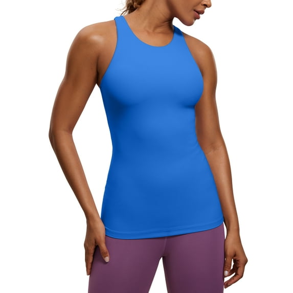 CRZ YOGA Butterluxe Tank Tops for Women Racerback Workout Padded Yoga Athletic Camisole with Built in Bra