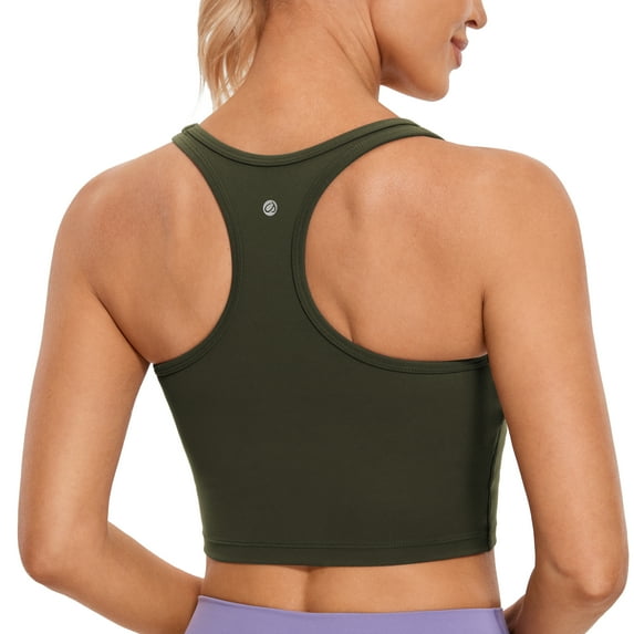 CRZ YOGA Butterluxe Racerback Sports Bras for Women Padded Y-Back Longline Workout Yoga Tops