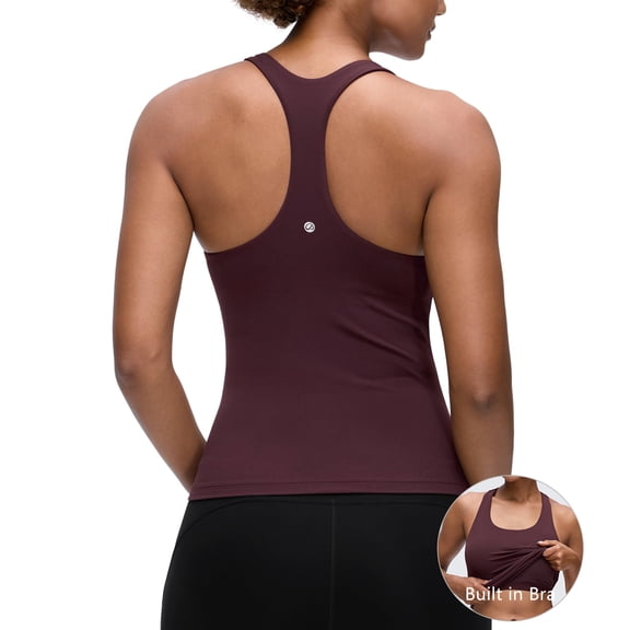 CRZ YOGA Butterluxe Workout Racerback Tank Tops for Women Padded Athletic Yoga Shirts with Built in Bra