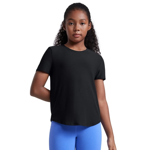 CRZ YOGA Girls Cloudweight Short Sleeve Athletic T Shirts Active Sports Casual Tees Side Slit Kids Teen