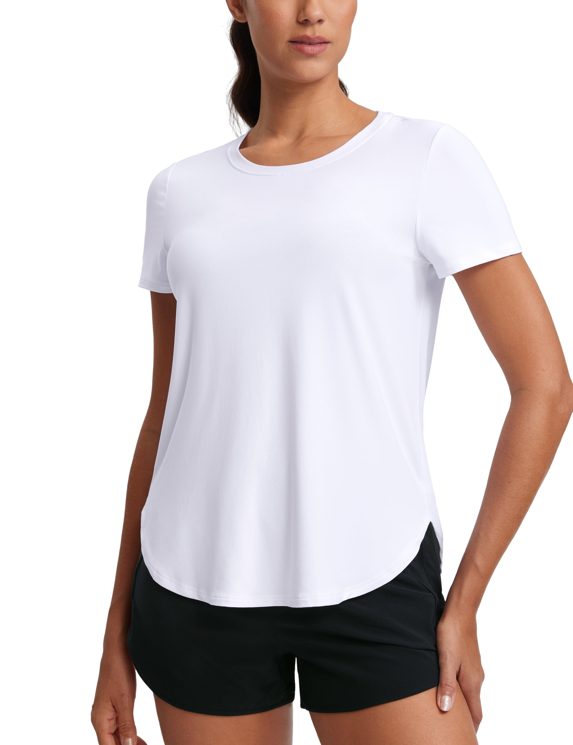 CRZ YOGA Dames Cloudweight lange mouwen workout tops lichtgewicht atletische basic shirts zacht casual T-shirt met duimgat Grijze Salie S
