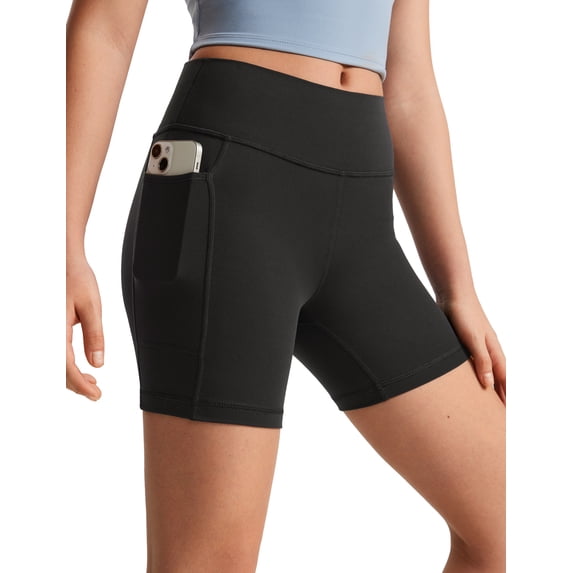 CRZ YOGA Girls Butterluxe Athletic Biker Shorts with Pockets Dance Yoga Casual High Waist Kids Teen Summer