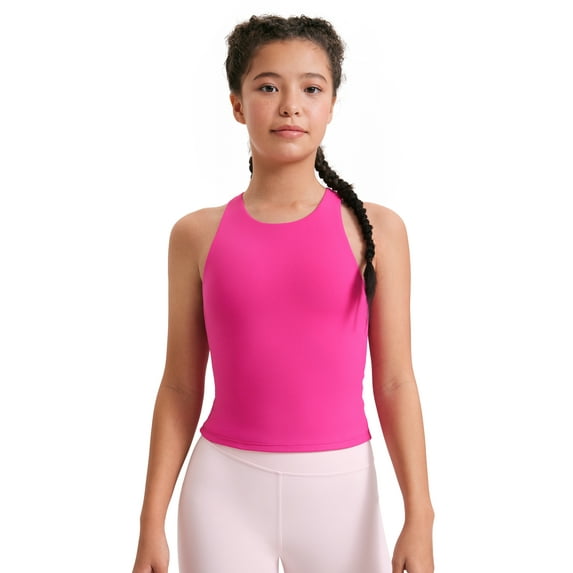 CRZ YOGA Girls Butterluxe Double Lined Racerback Tank Tops High Neck Dance Yoga Athletic Casual Kids Teen