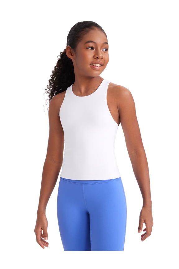 Girls Butterluxe Double Lined Racerback Tank Tops High Neck Dance Yoga Athletic Casual Kids Teen